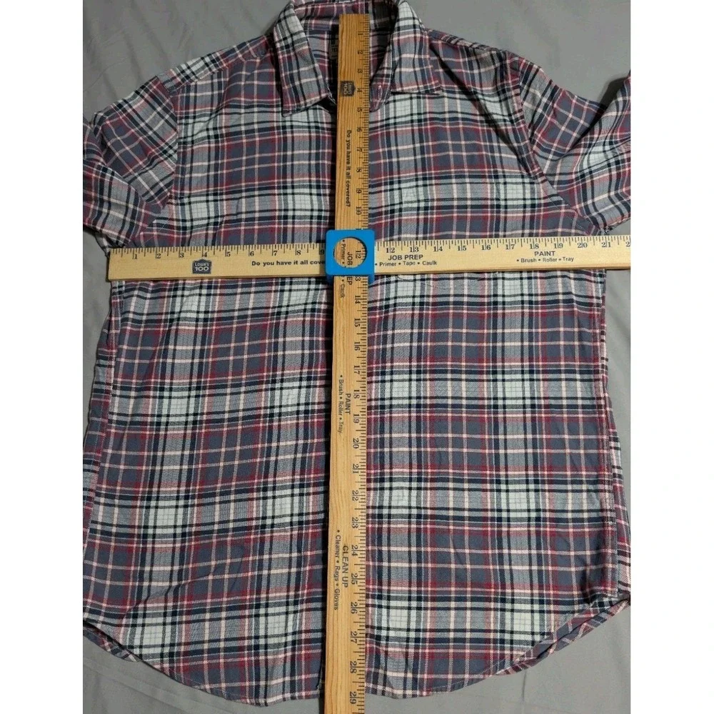 J.Crew Mens Medium Plaid Button Down Shirt Blue Red White Cotton Long Sleeve